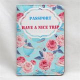 Mcneely Peach blossom Women Passport Cover Pink Leather Passport Holder With Card Holder Girl Passport Case Porte Carte
